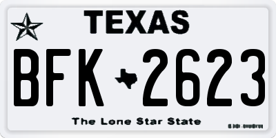 TX license plate BFK2623