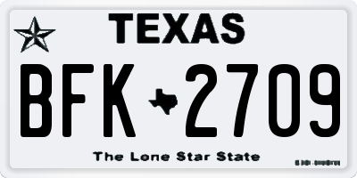 TX license plate BFK2709