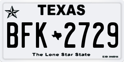 TX license plate BFK2729