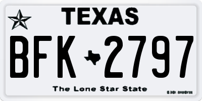 TX license plate BFK2797