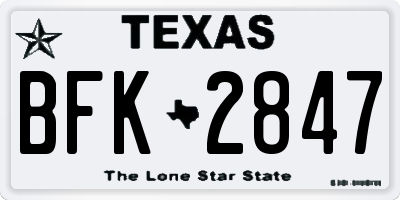 TX license plate BFK2847