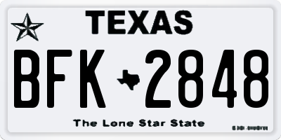 TX license plate BFK2848
