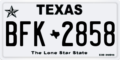 TX license plate BFK2858