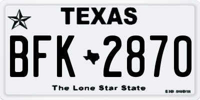 TX license plate BFK2870