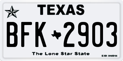 TX license plate BFK2903