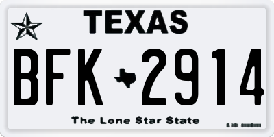 TX license plate BFK2914