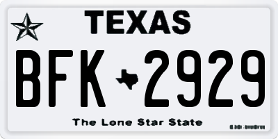 TX license plate BFK2929