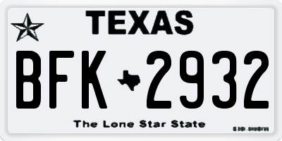 TX license plate BFK2932