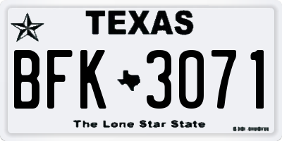 TX license plate BFK3071
