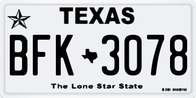 TX license plate BFK3078