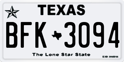 TX license plate BFK3094