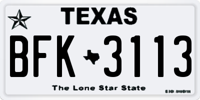 TX license plate BFK3113