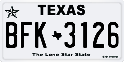 TX license plate BFK3126