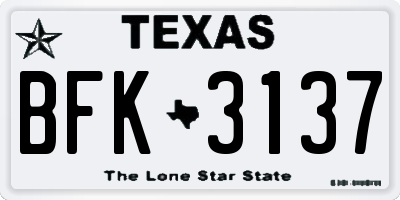 TX license plate BFK3137
