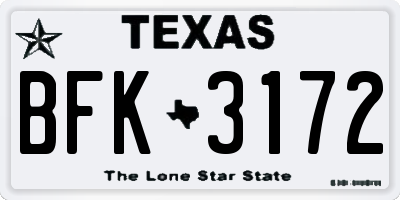 TX license plate BFK3172