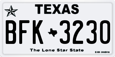 TX license plate BFK3230