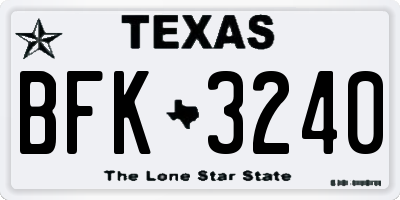 TX license plate BFK3240