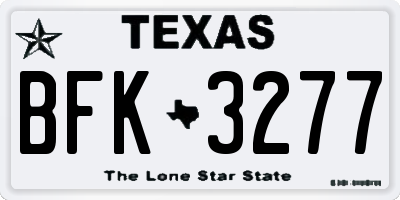 TX license plate BFK3277