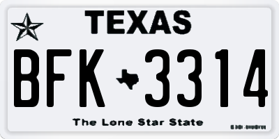 TX license plate BFK3314