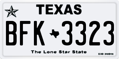 TX license plate BFK3323