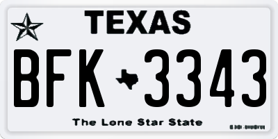 TX license plate BFK3343