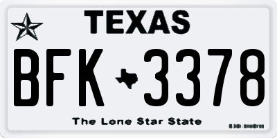 TX license plate BFK3378
