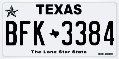 TX license plate BFK3384