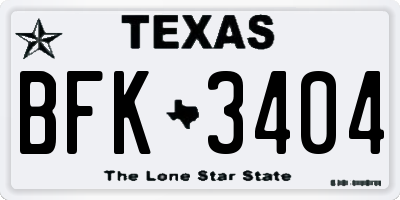 TX license plate BFK3404
