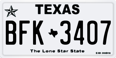 TX license plate BFK3407