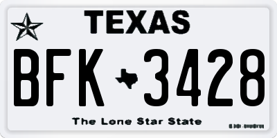 TX license plate BFK3428