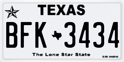 TX license plate BFK3434