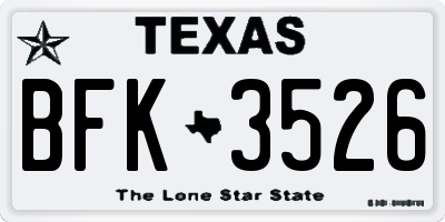 TX license plate BFK3526