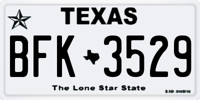 TX license plate BFK3529