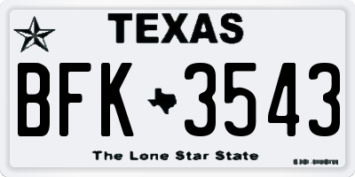 TX license plate BFK3543