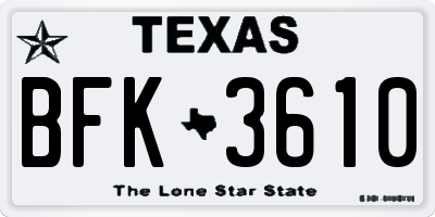 TX license plate BFK3610
