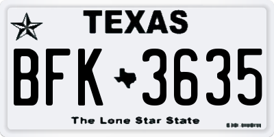 TX license plate BFK3635