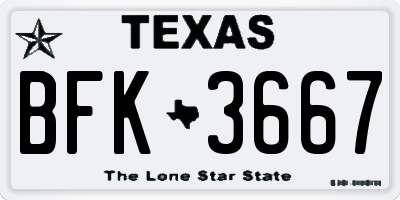 TX license plate BFK3667