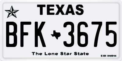 TX license plate BFK3675
