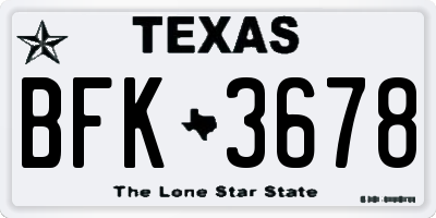 TX license plate BFK3678