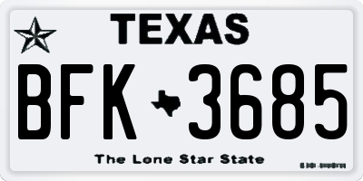 TX license plate BFK3685