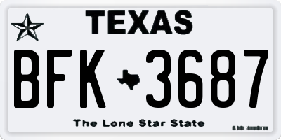 TX license plate BFK3687