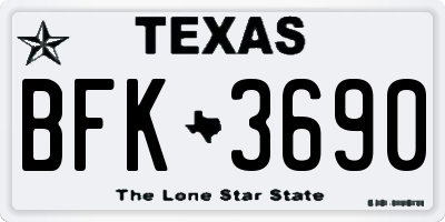 TX license plate BFK3690