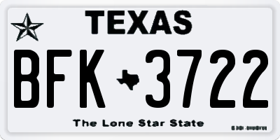 TX license plate BFK3722