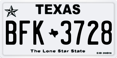 TX license plate BFK3728
