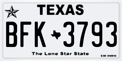 TX license plate BFK3793