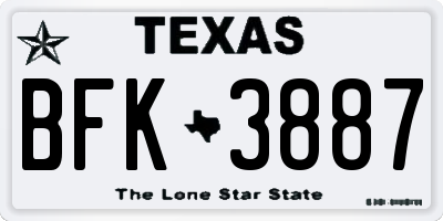 TX license plate BFK3887