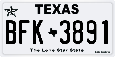 TX license plate BFK3891
