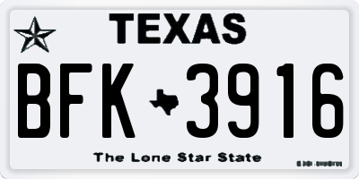 TX license plate BFK3916