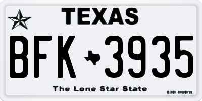 TX license plate BFK3935