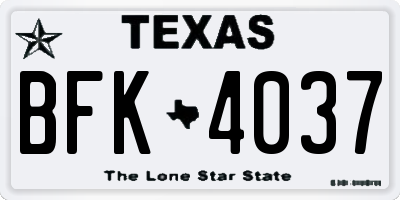 TX license plate BFK4037